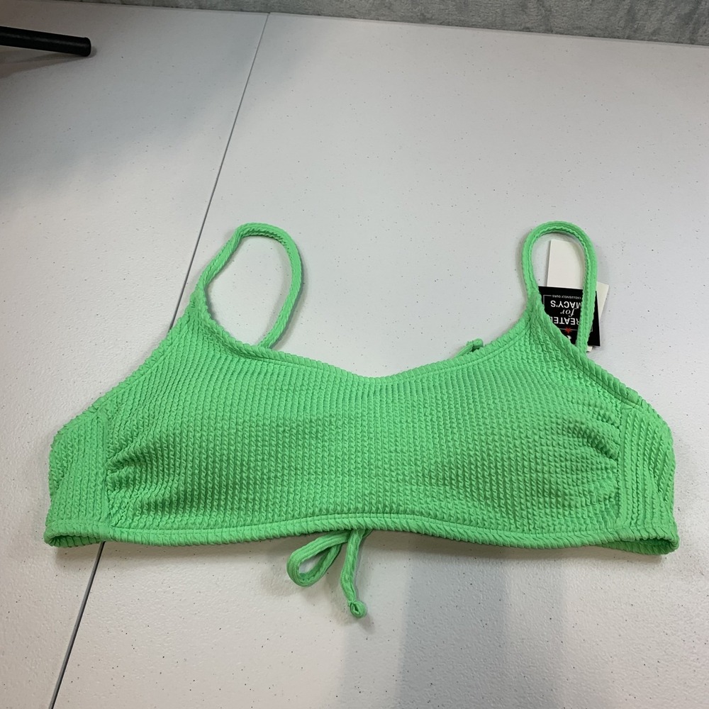 Salt & Cove Junior's Swim Bikini Top L Green Mint Bralette Ribbed Tie Back